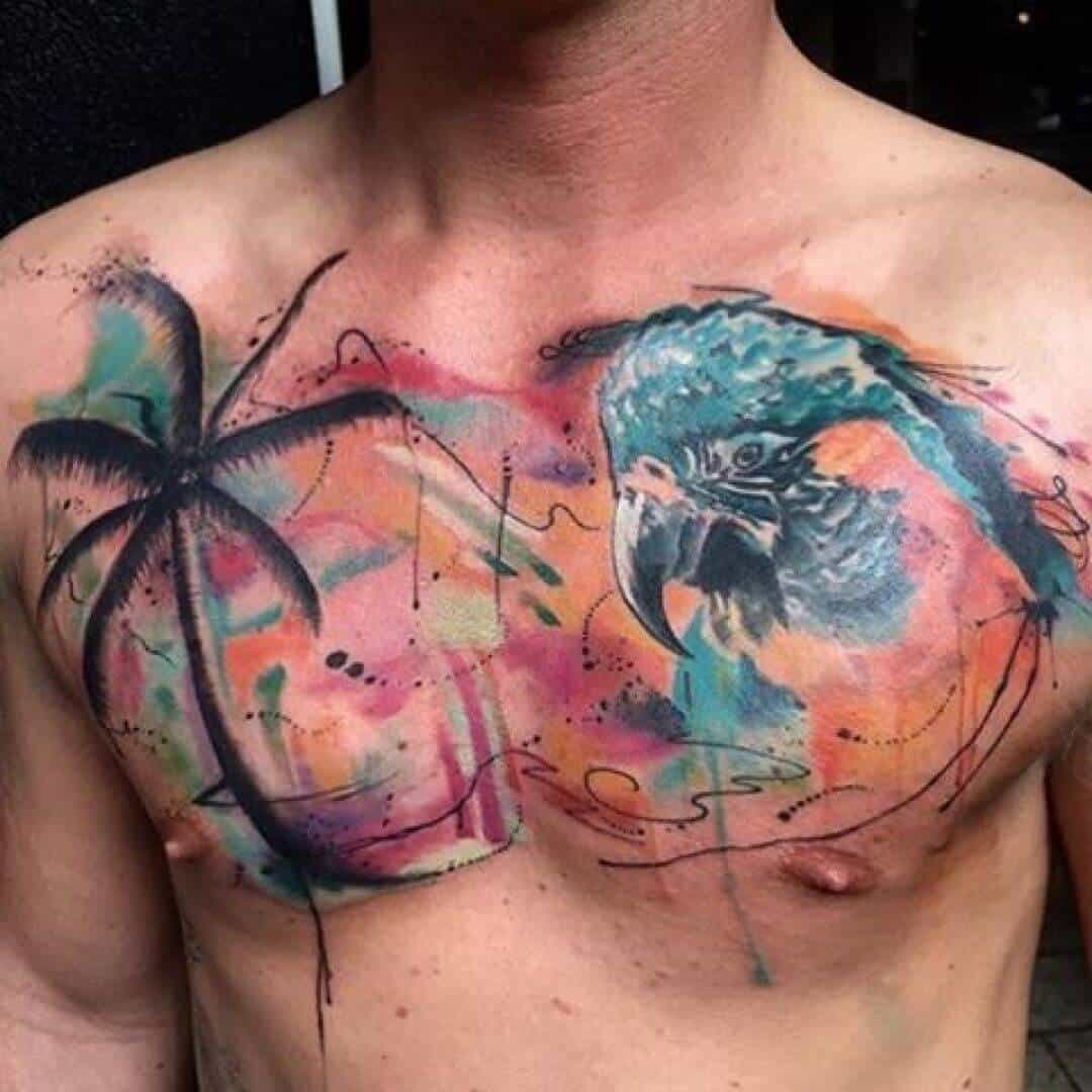 palm tree chest tattoo