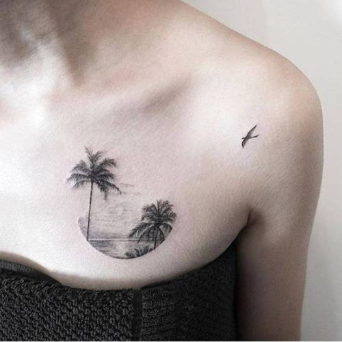 palm tree chest tattoo