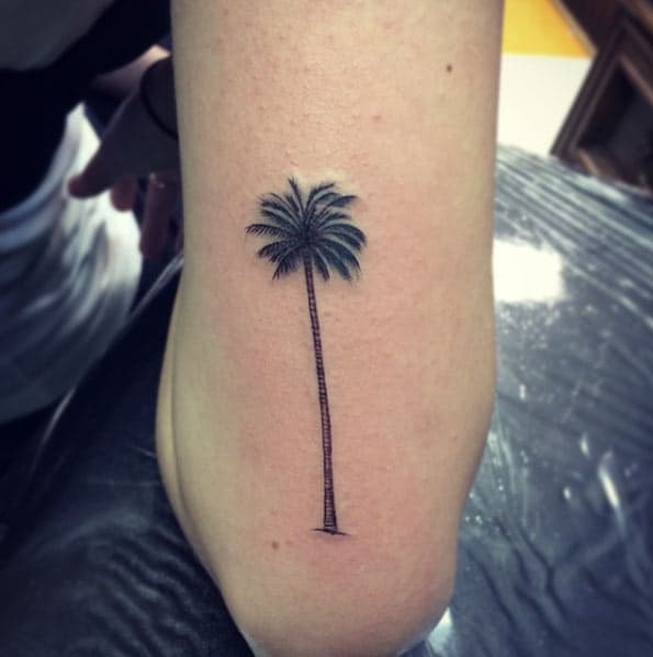 palm tree elbow tattoo