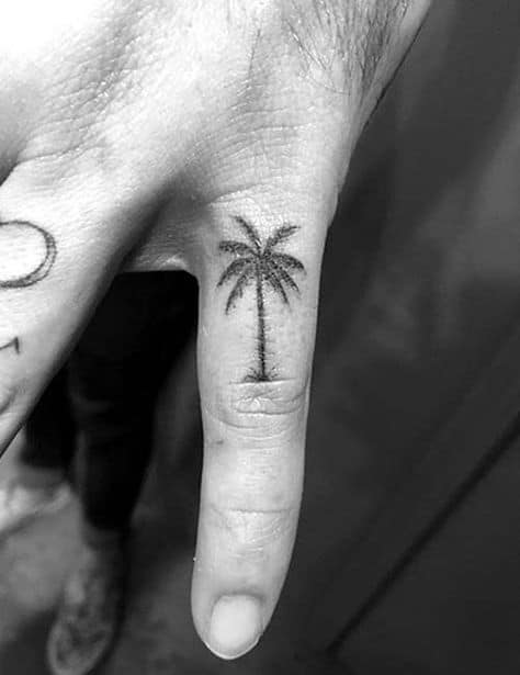palm tree finger tattoo