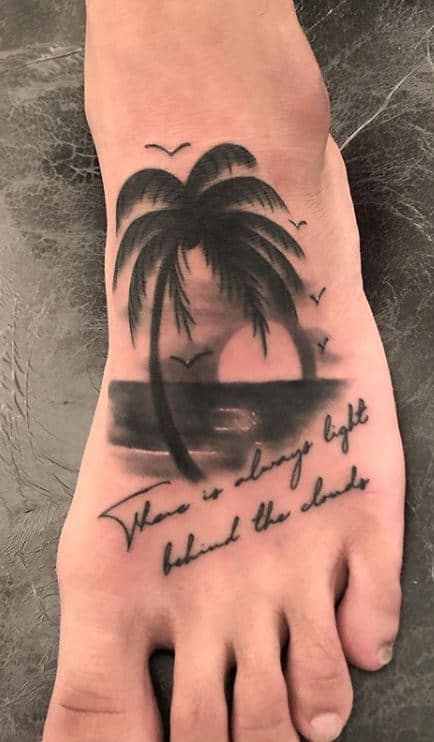 palm tree foot tattoo