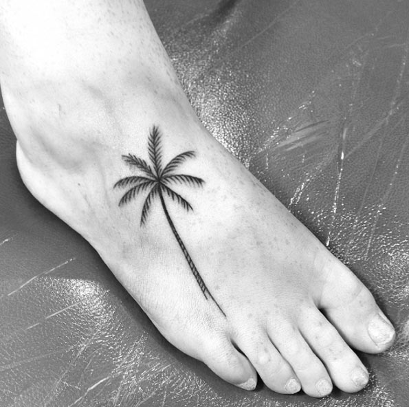 palm tree foot tattoo