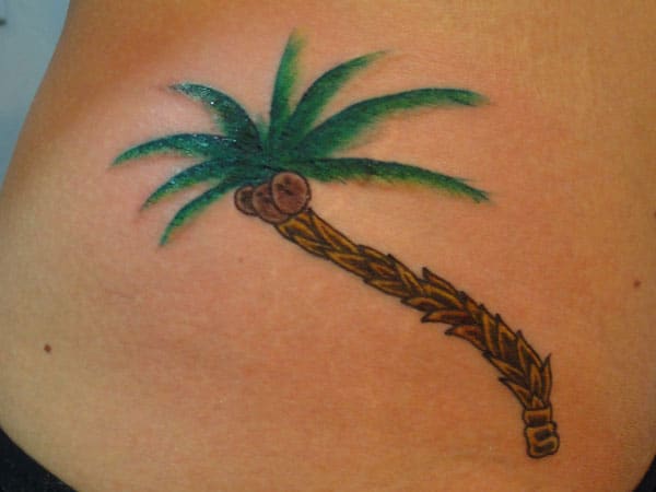 palm tree hip tattoo