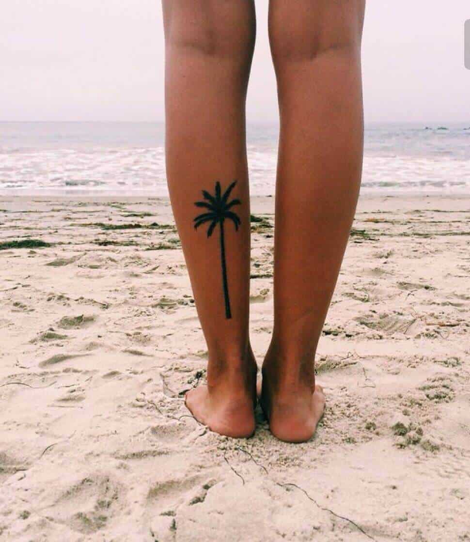 palm tree leg tattoo