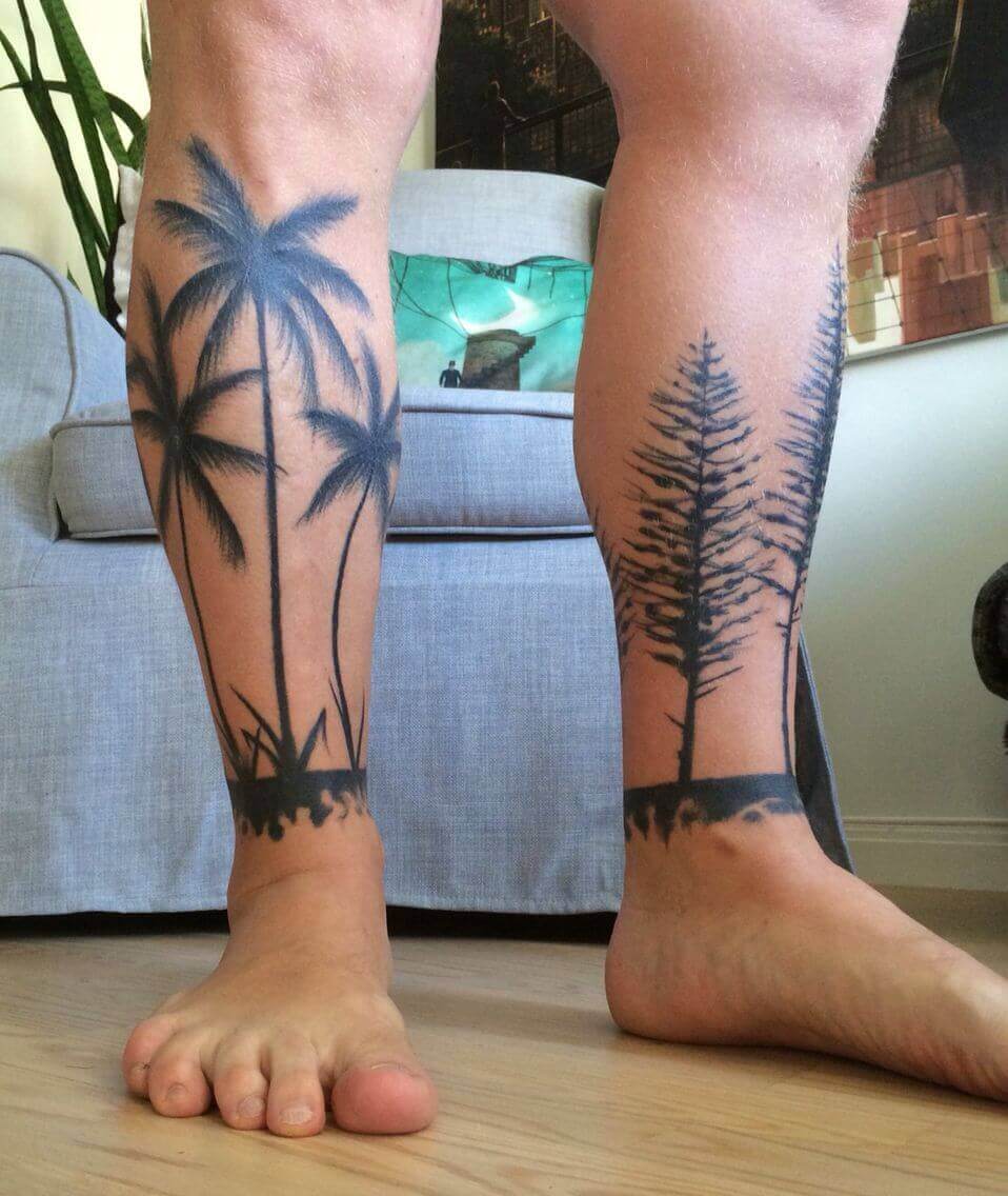 palm tree leg tattoo