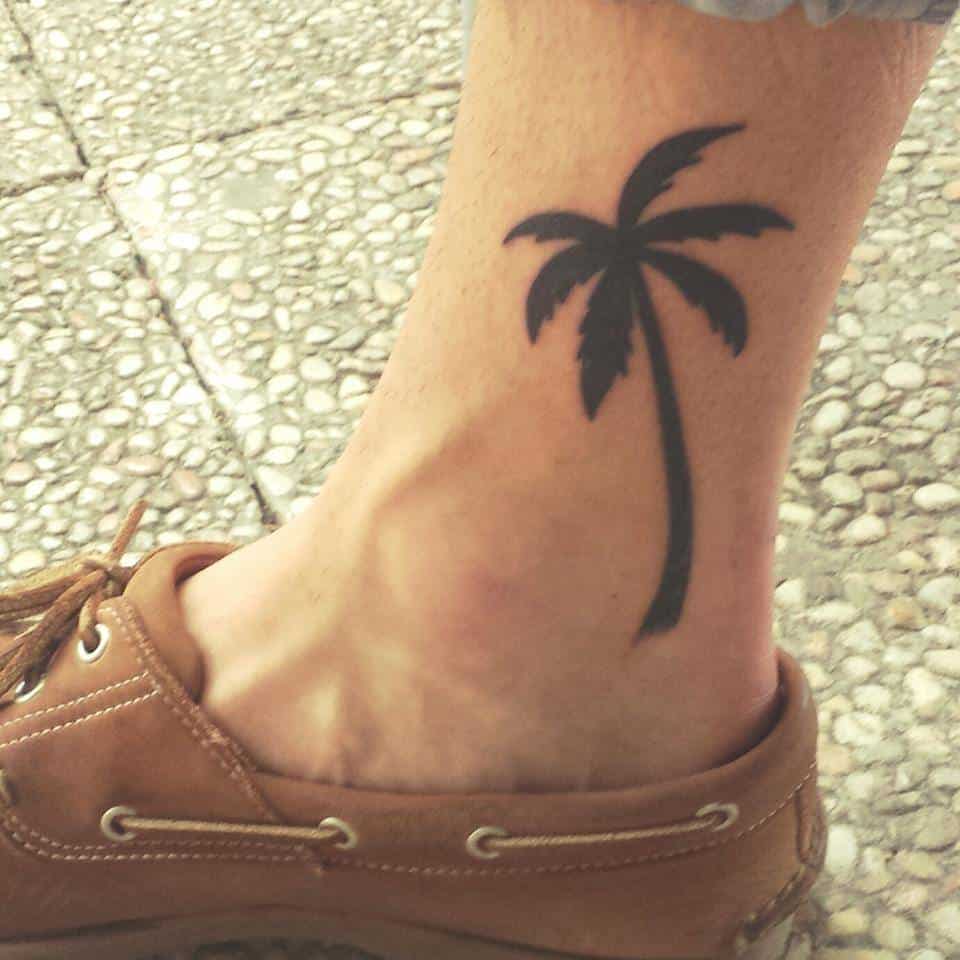 palm tree tattoo on ankle