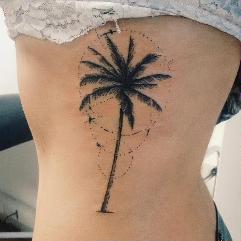 palm tree rib tattoo