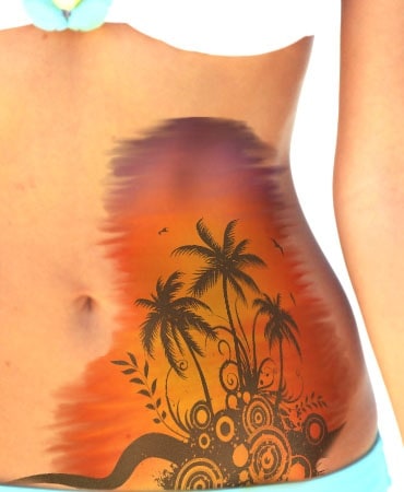 palm tree stomach tattoo