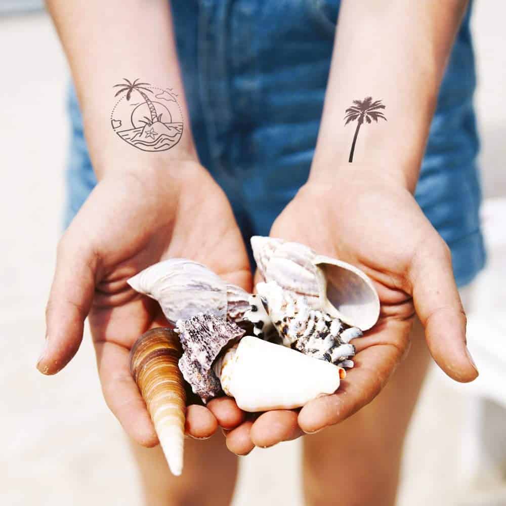 palm tree wrist tattoos