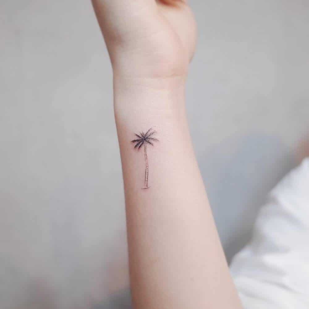 palm tree wrist tattoo