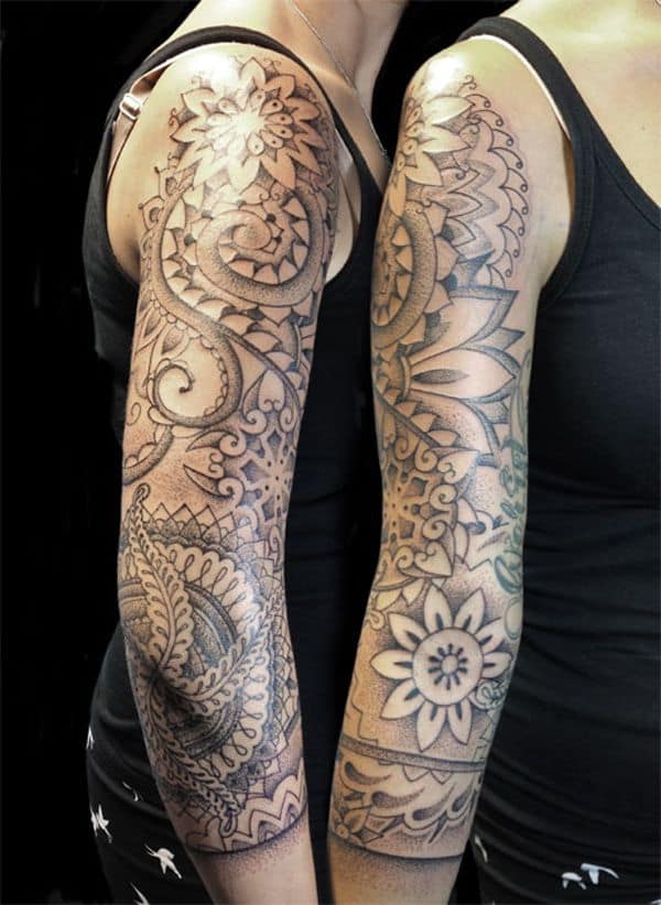 pointillism sleeve tattoo