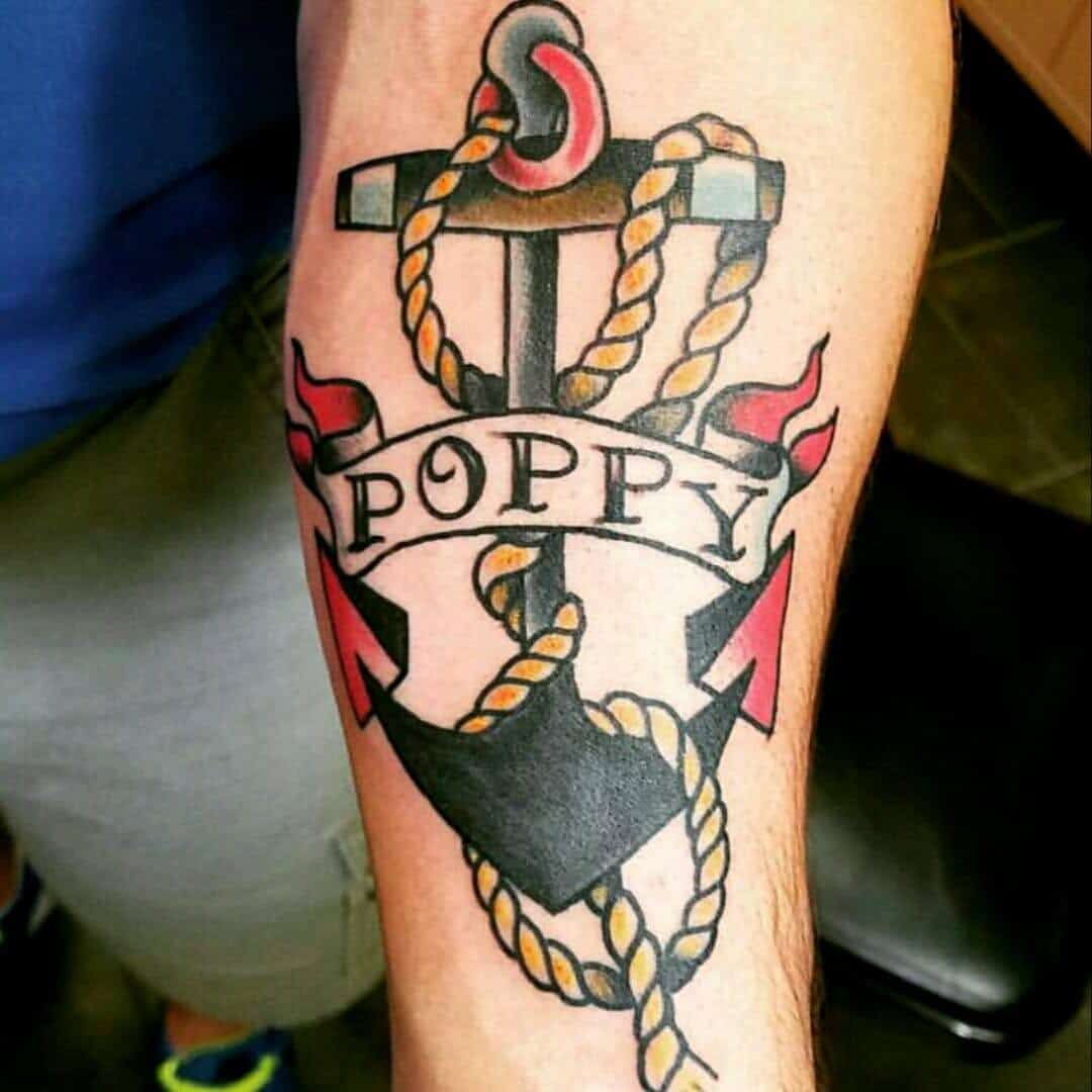 sailor jerry anchor tattoo on arm