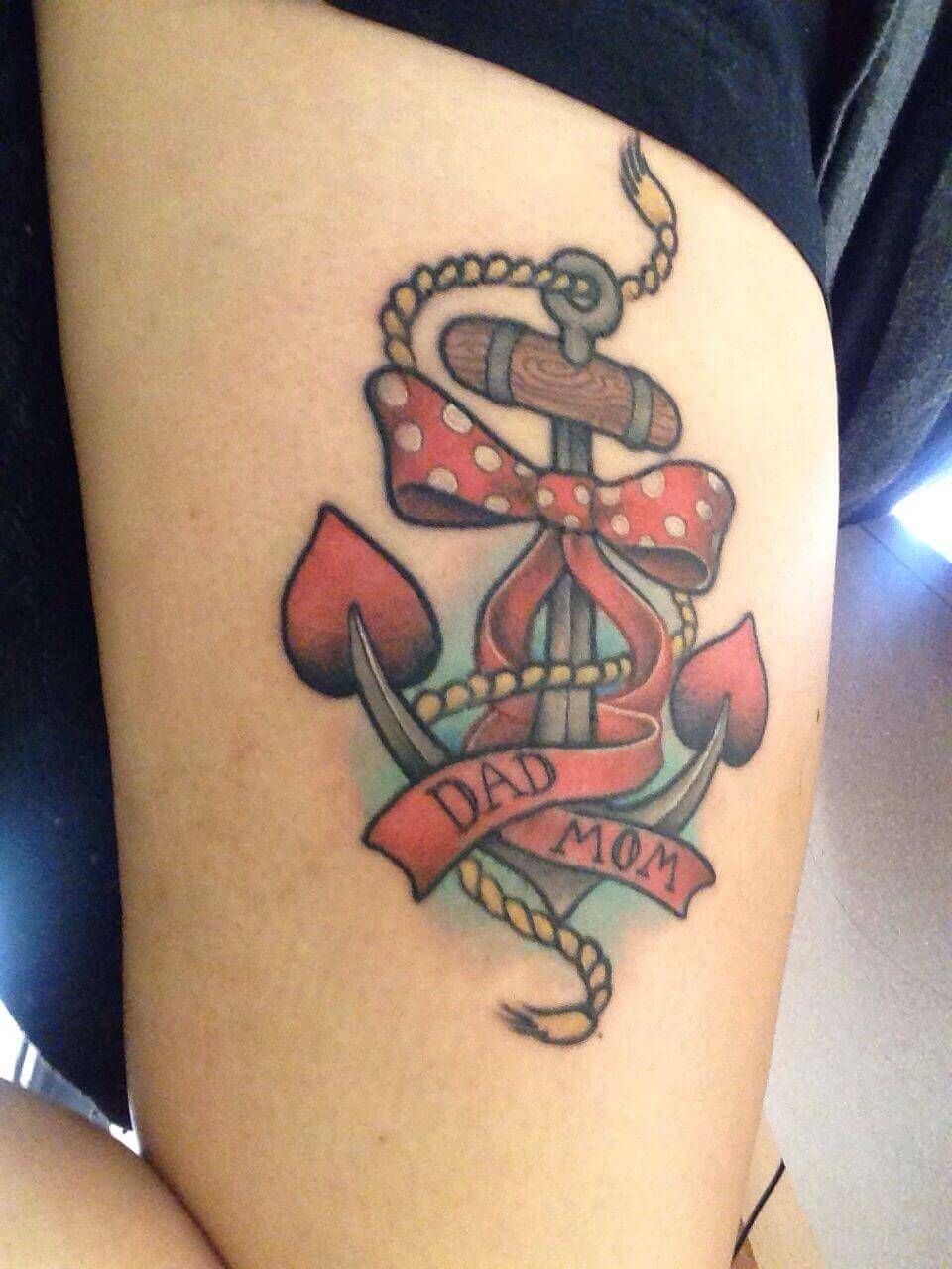 sailor jerry anchor tattoo on thigh