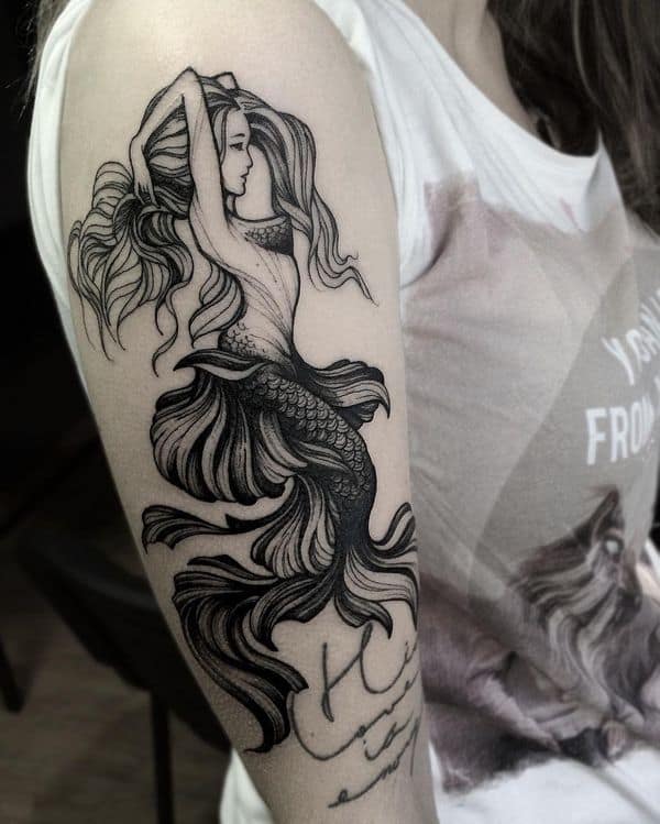 Premium Vector  Mermaid tattoo old school