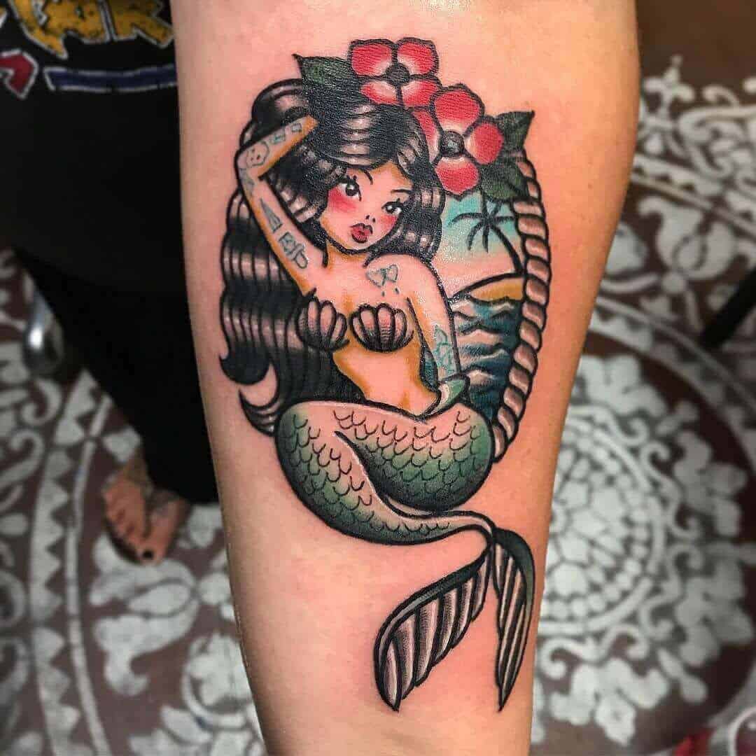 sailor jerry mermaid tattoo