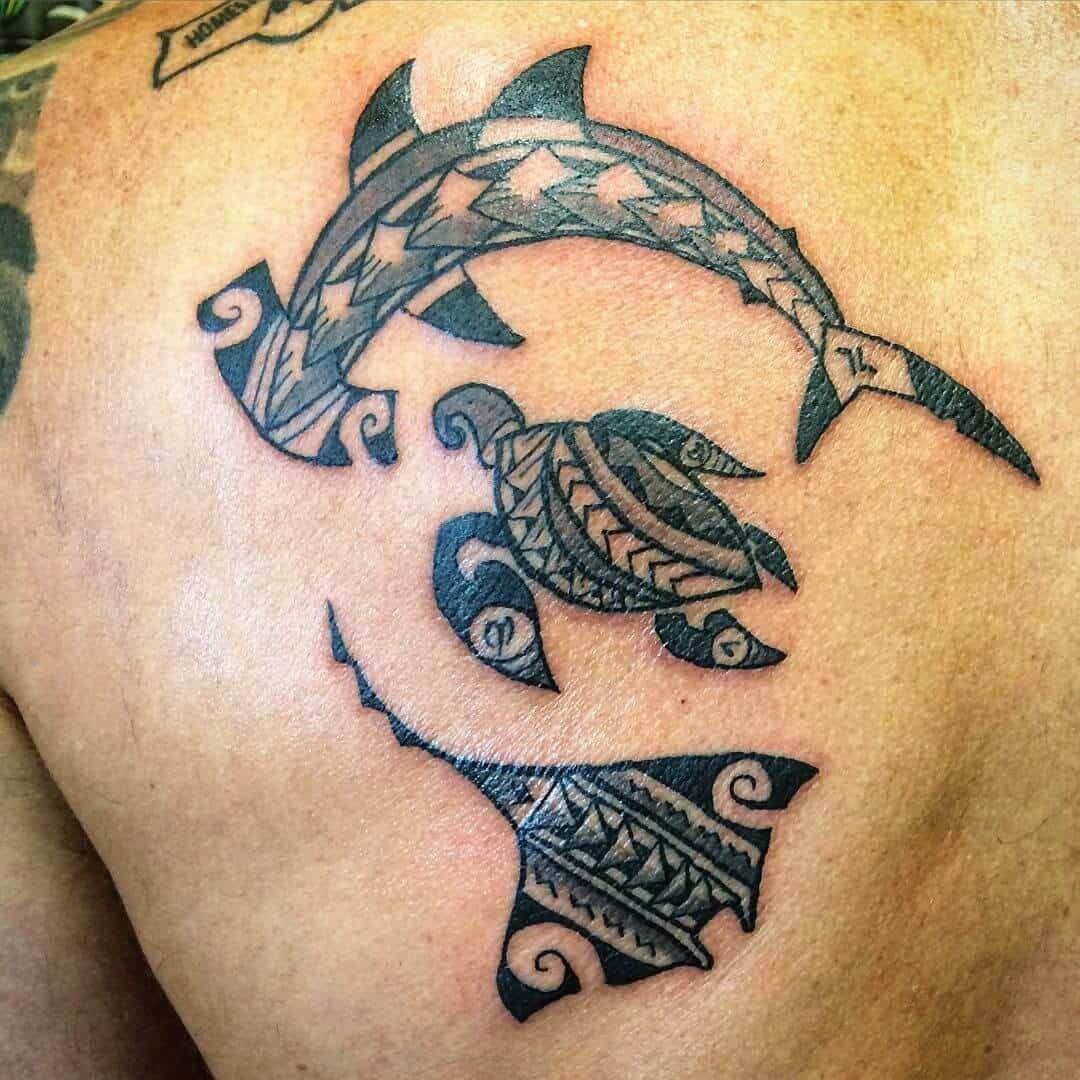 sea creature back tattoo