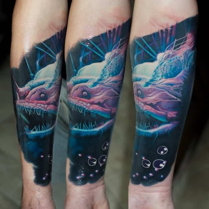 sea creature sleeve tattoo