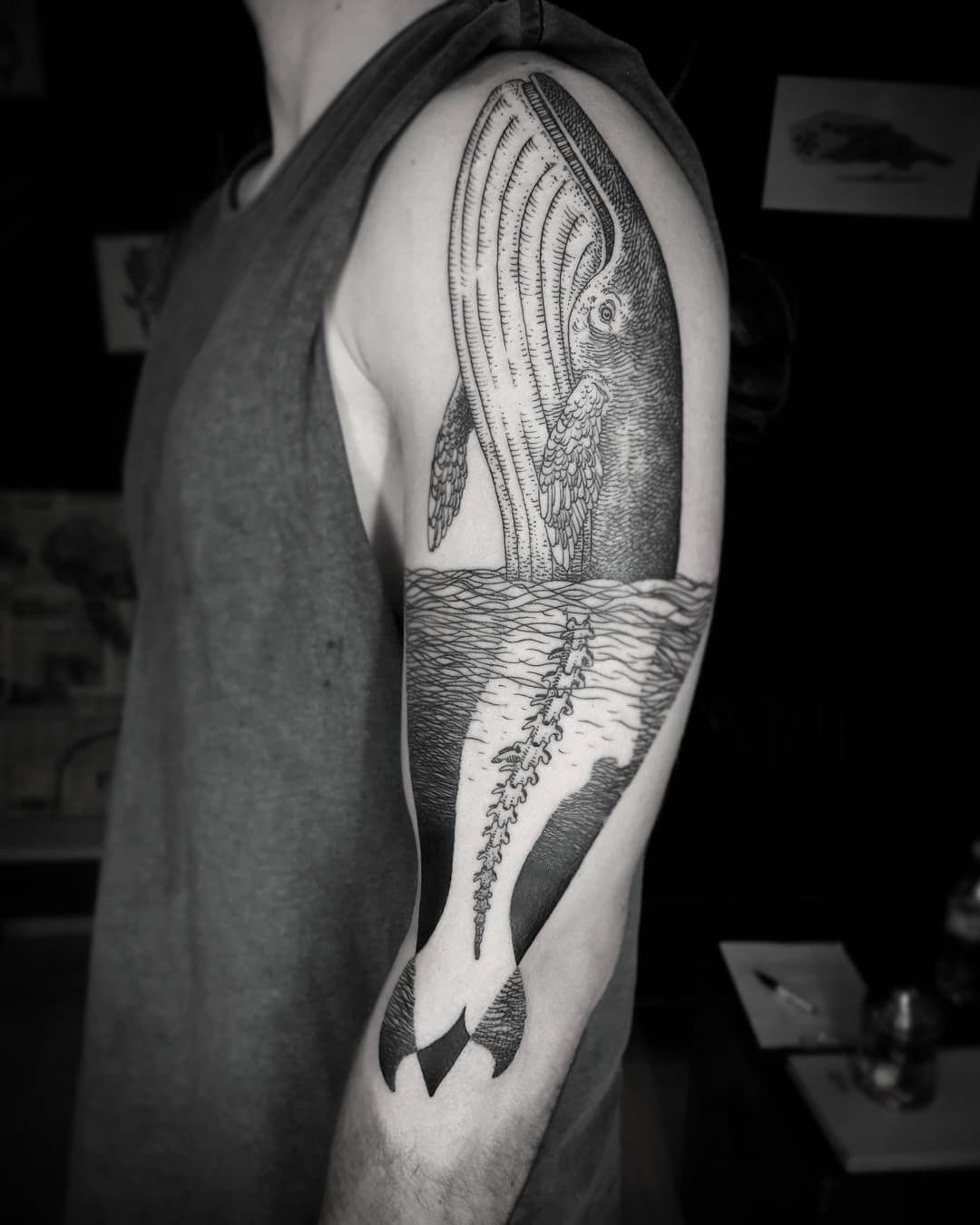 sea creature sleeve tattoo