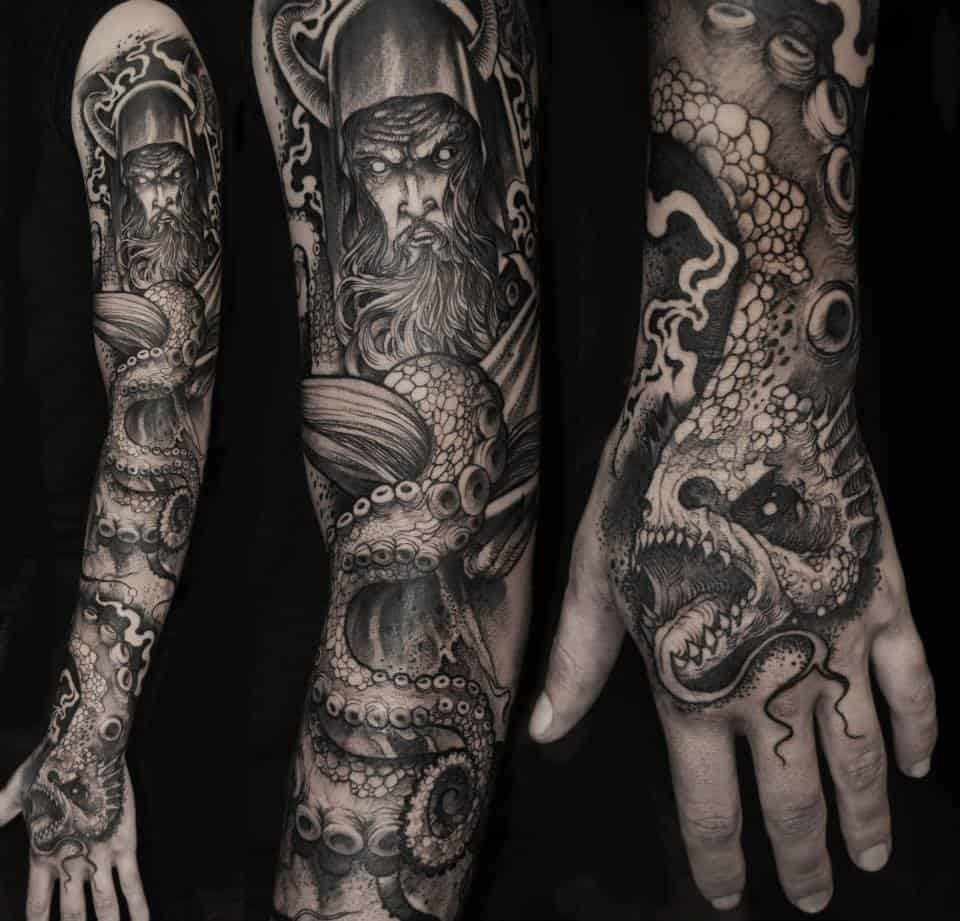 mar creature sleeve tattoo