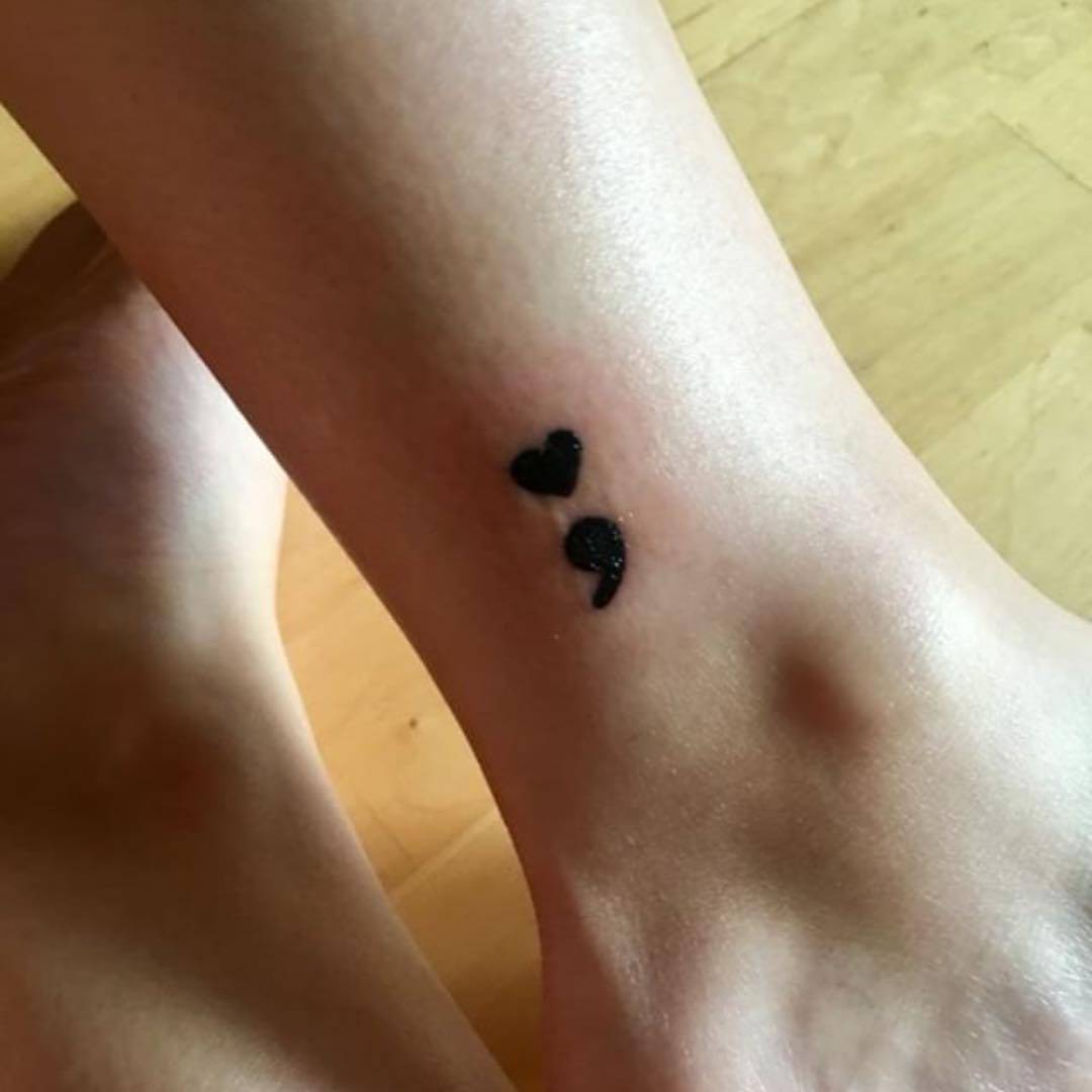 semicolon ankle tattoo