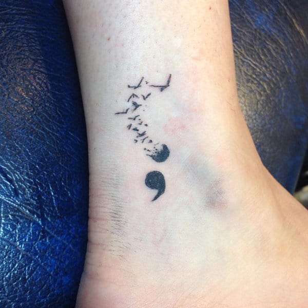 semicolon ankle tattoo