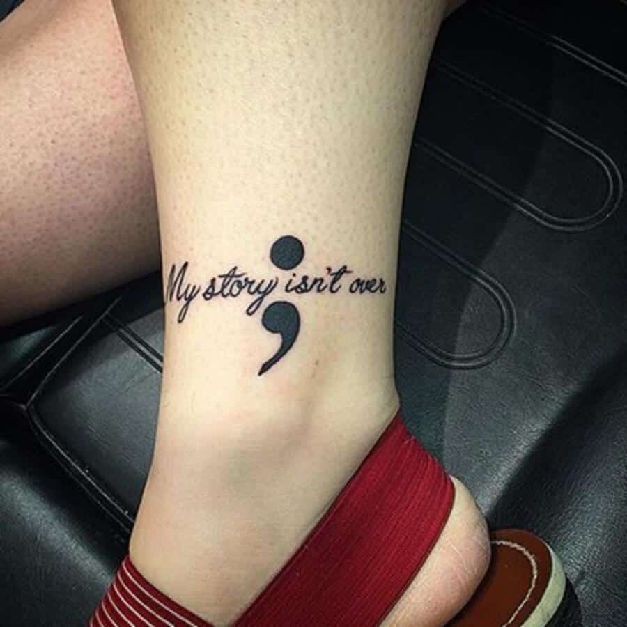 semicolon ankle tattoo