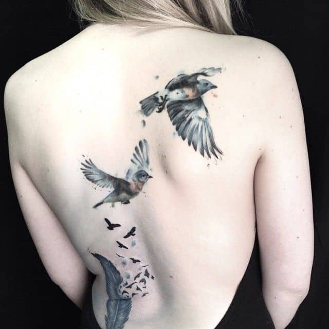 sparrow back tattoo