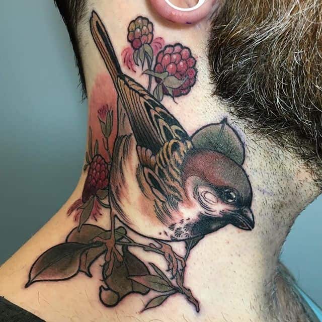 sparrow neck tattoo
