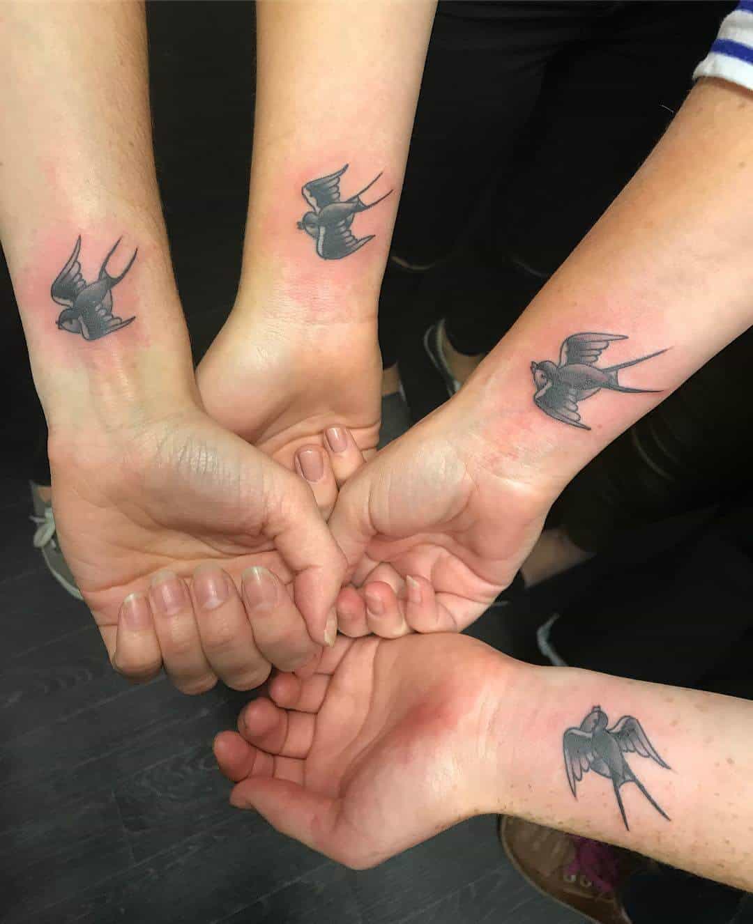 Black Sparrow Wrist Tattoos