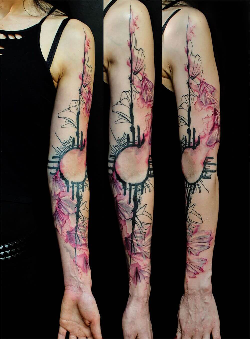 watercolor arm tattoo