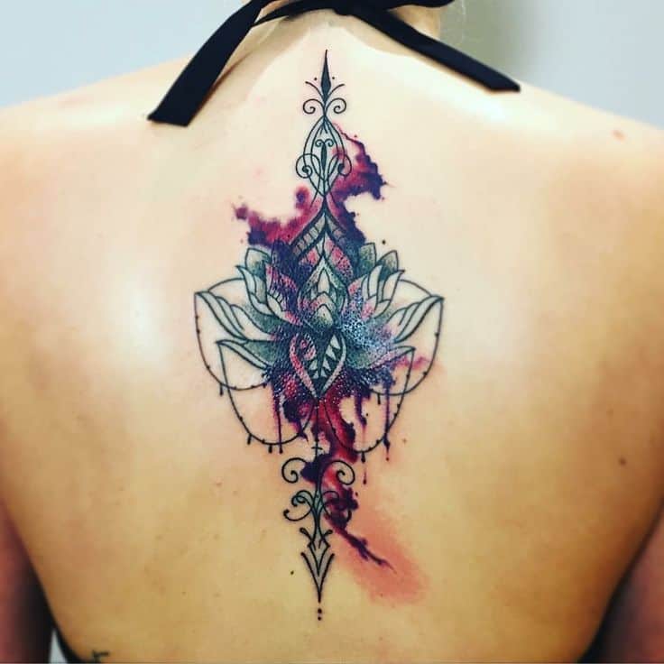 watercolor back tattoo