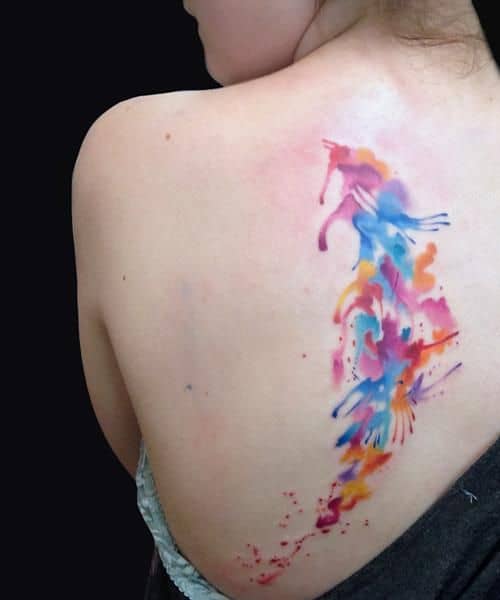 watercolor back tattoo