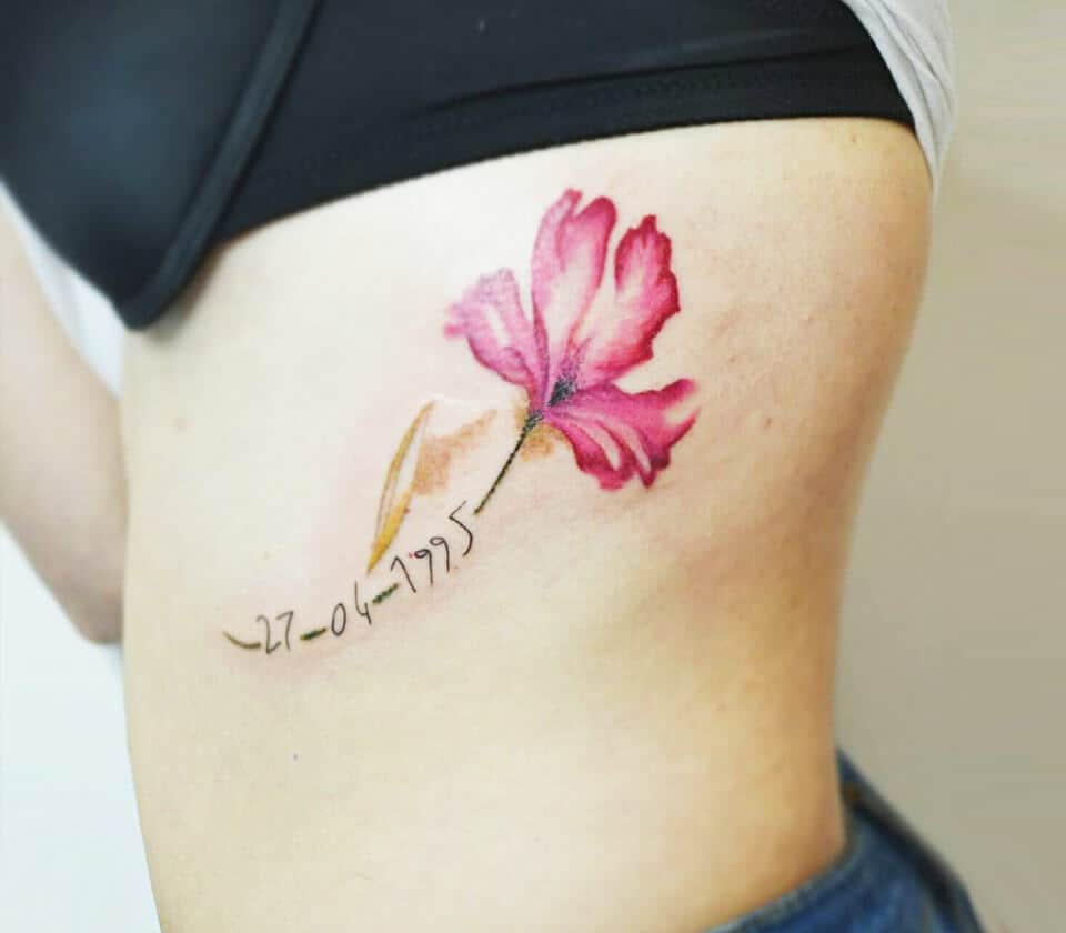 watercolor hibiscus tattoo