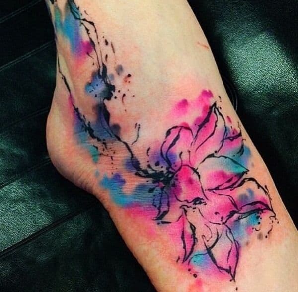 watercolor hibiscus tattoo