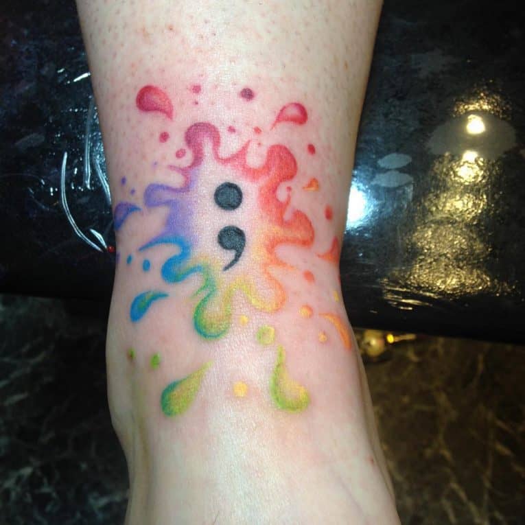 watercolor semicolon tattoo