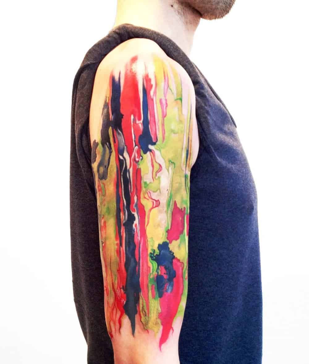 watercolor sleeve tattoo