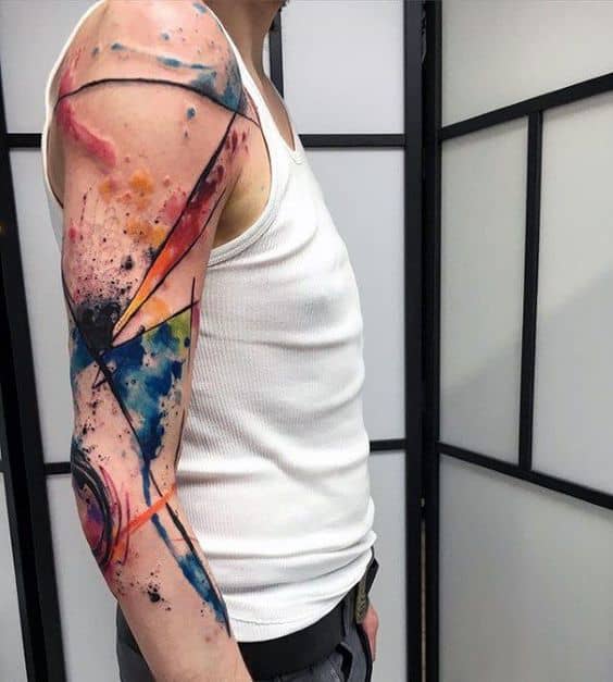 watercolor sleeve tattoo