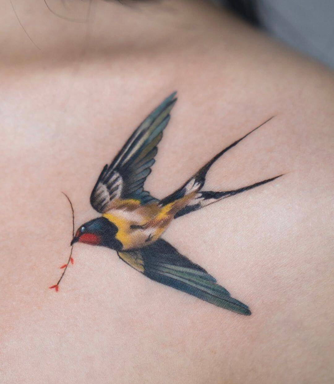 watercolor sparrow tattoo