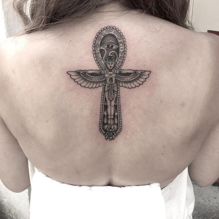 ankh back tattoo