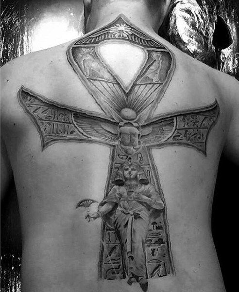 ankh back tattoo