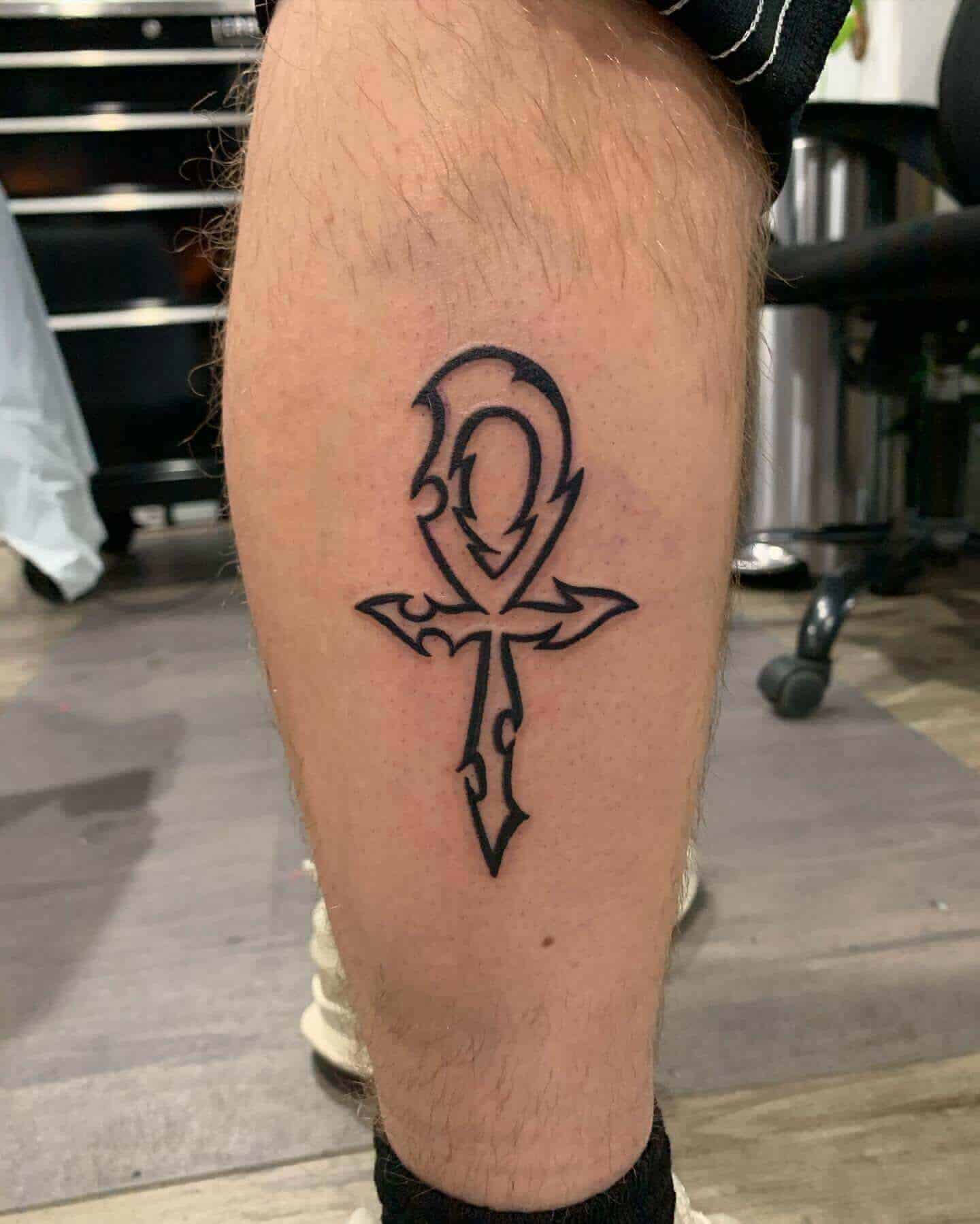 ankh leg tattoo