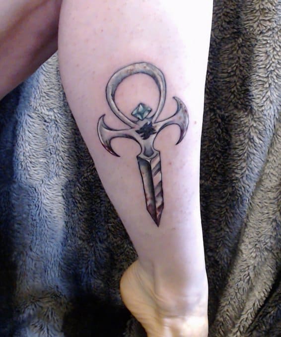 ankh leg tattoo