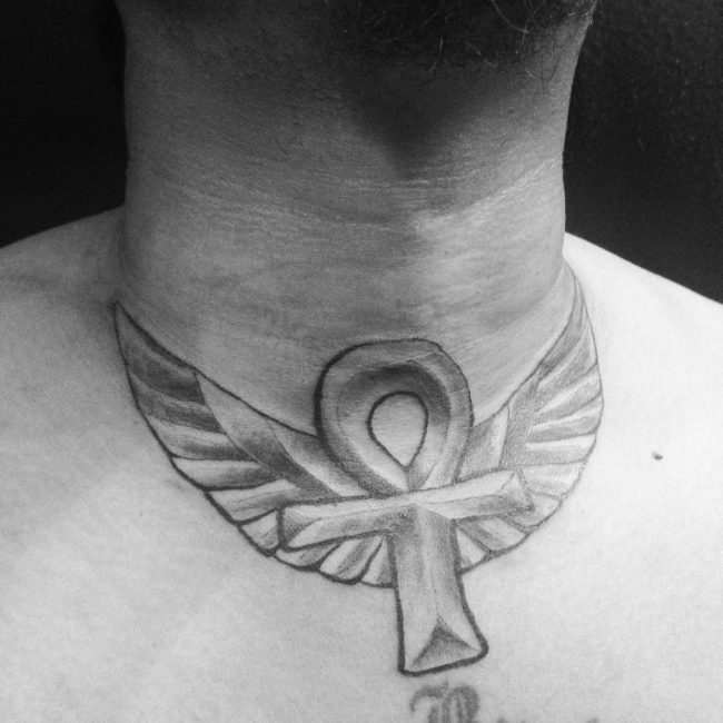 ankh neck tattoo