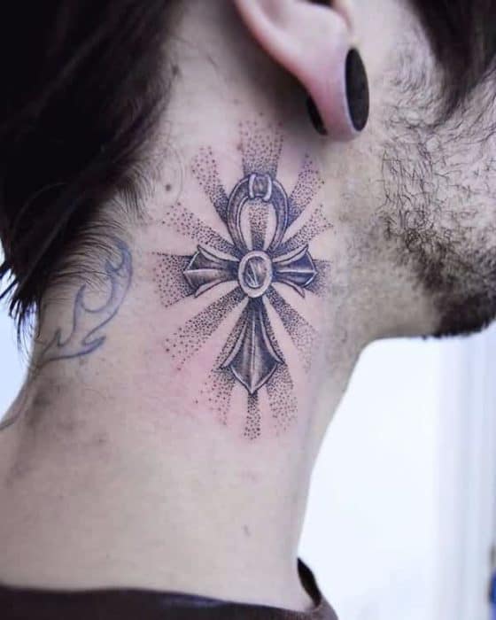 ankh neck tattoo