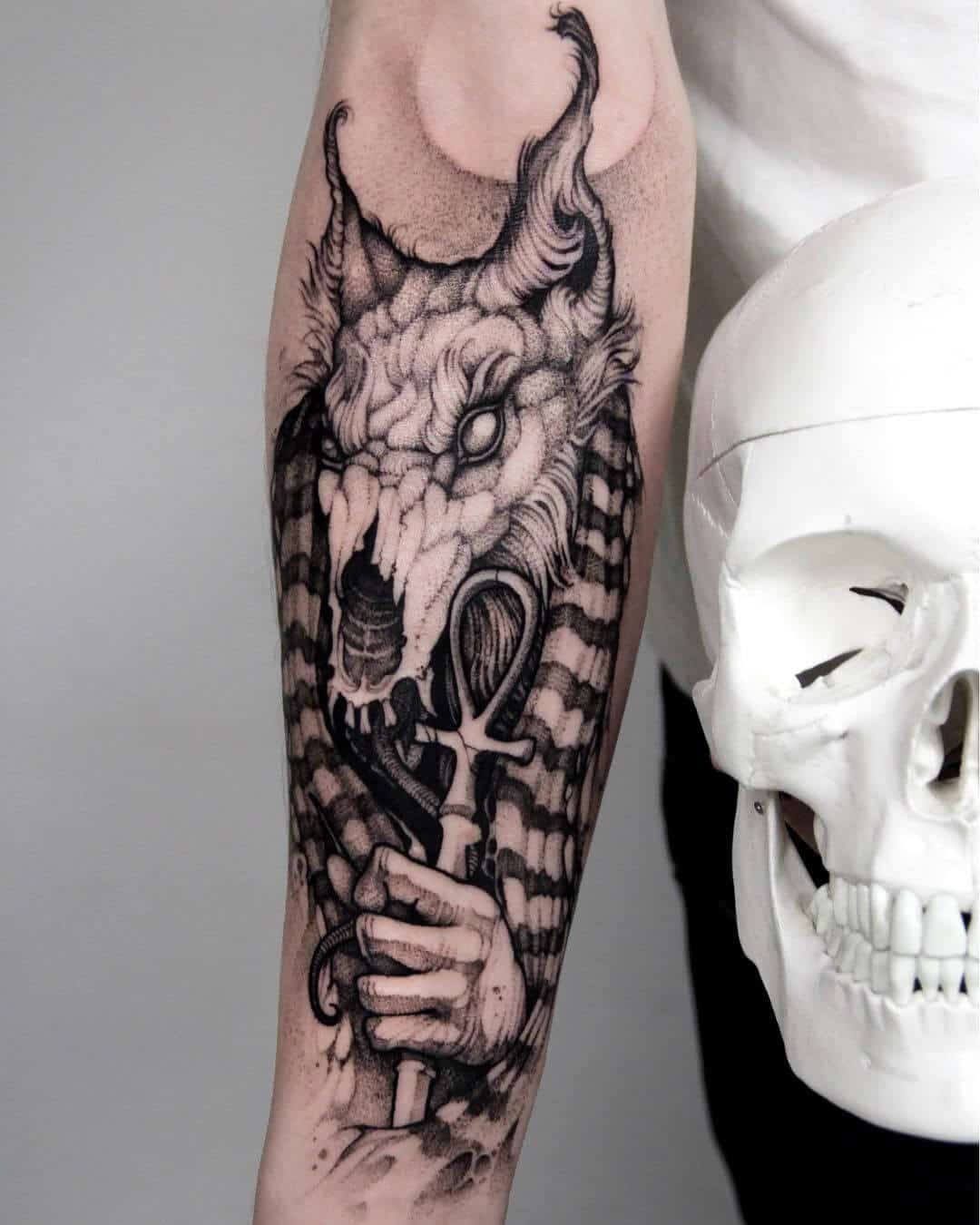 anubis arm tattoo