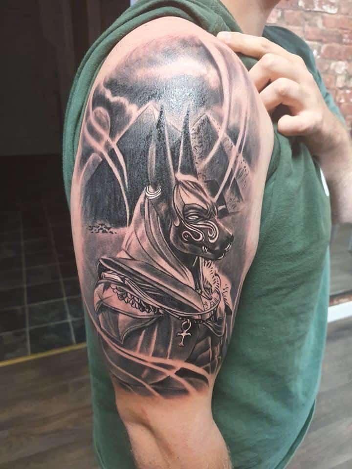 anubis tattoo on arm