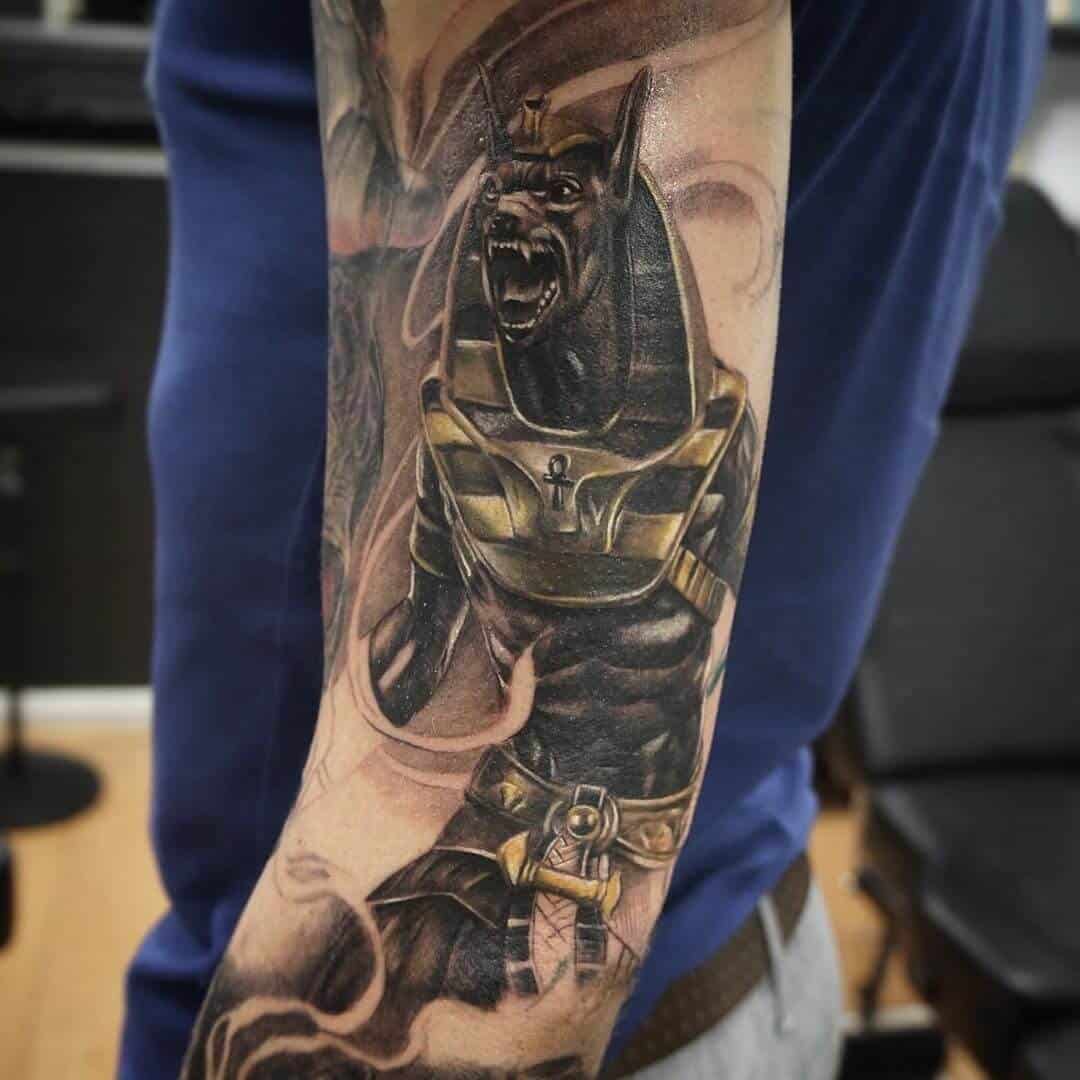 anubis arm tattoo