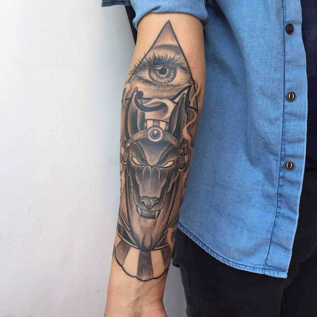 anubis tattoo on arm