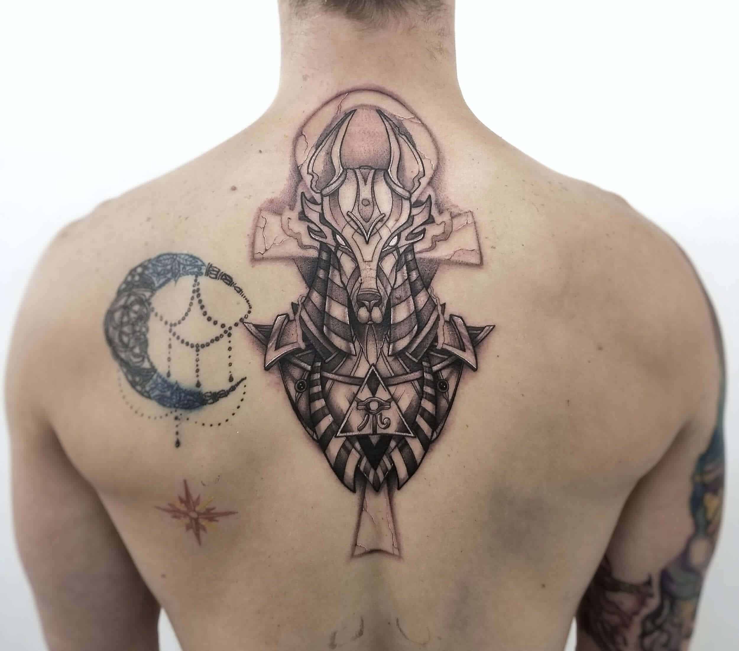 anubis back tattoo