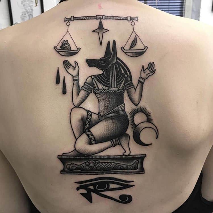 anubis back tattoo